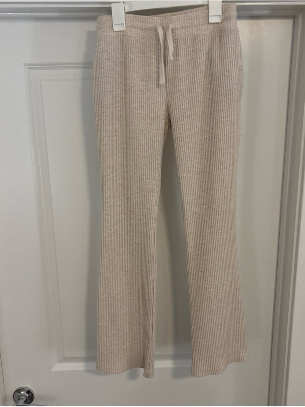 abercrombie kids Cream Ribbed Drawstring Wide-Leg Pants